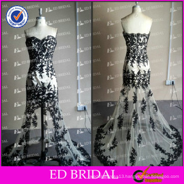 ED Bridal New Collection Real Photos A-Line Short Front Long Back Blac Lace Appliqued Tulle Evening Dress 2017